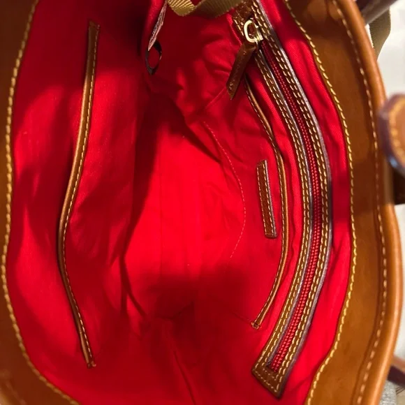 Dooney & Bourke Chestnut Brown Leather Pocket Tote - Picture 9 of 12